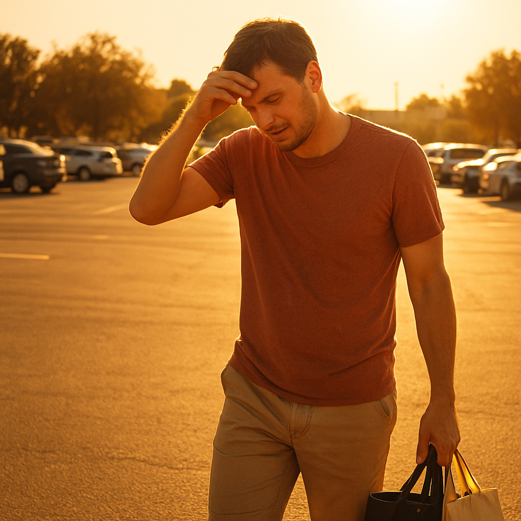 Person feeling the summer heat outdoors